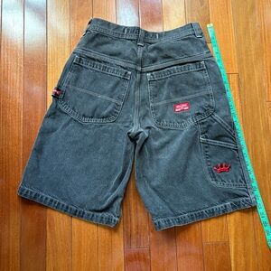 Y2K JNCO Jeans Shorts Mens Size 31 Black Denim Cargo Baggy 90s Skater Jorts VTG